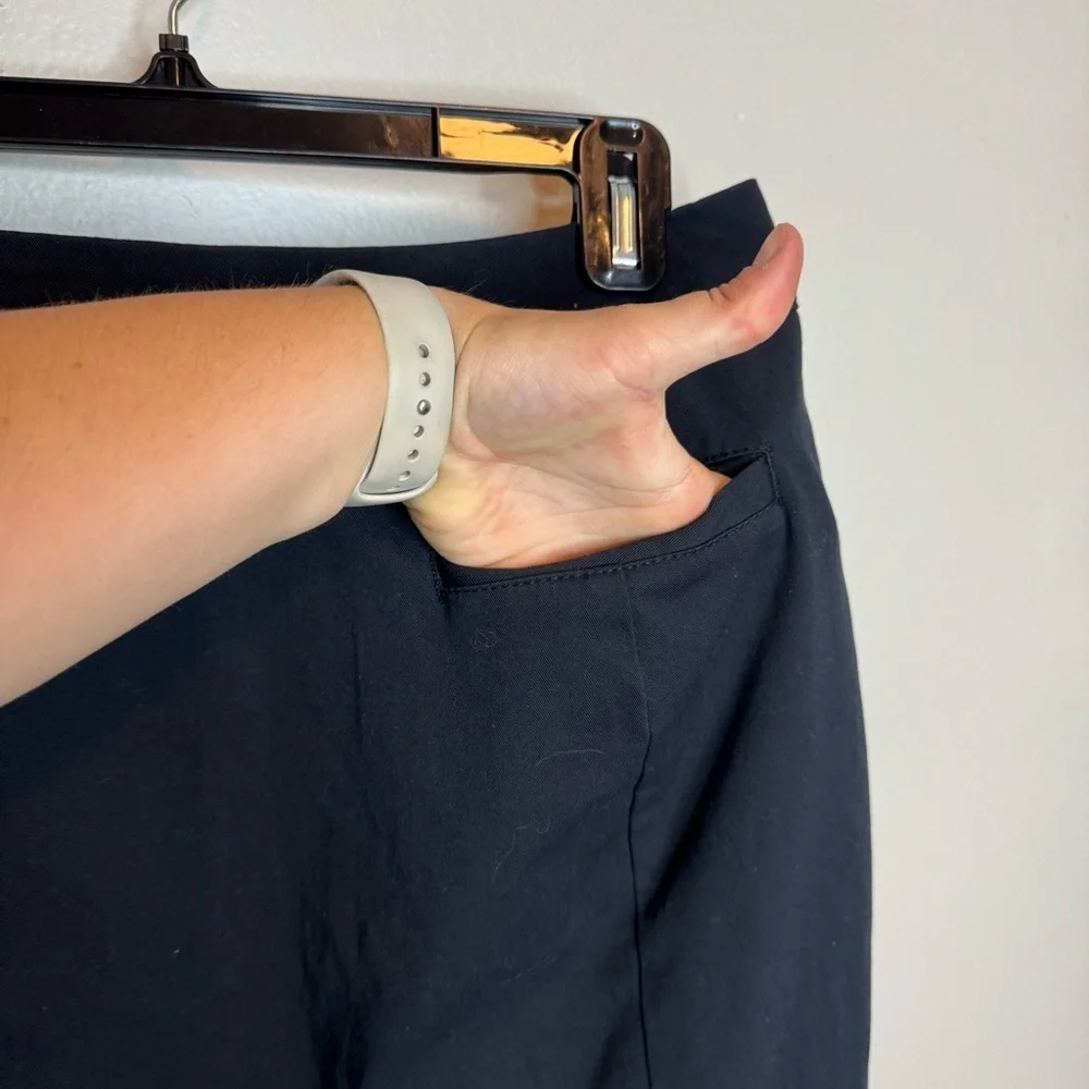 Betabrand Pencil Mini Skirt Women's Black Vented Zip Pocket Pull On Office